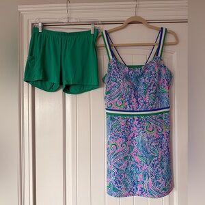 Lilly Pulitzer Kids One Piece in Pink and Blue Paisley